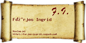 Fürjes Ingrid névjegykártya